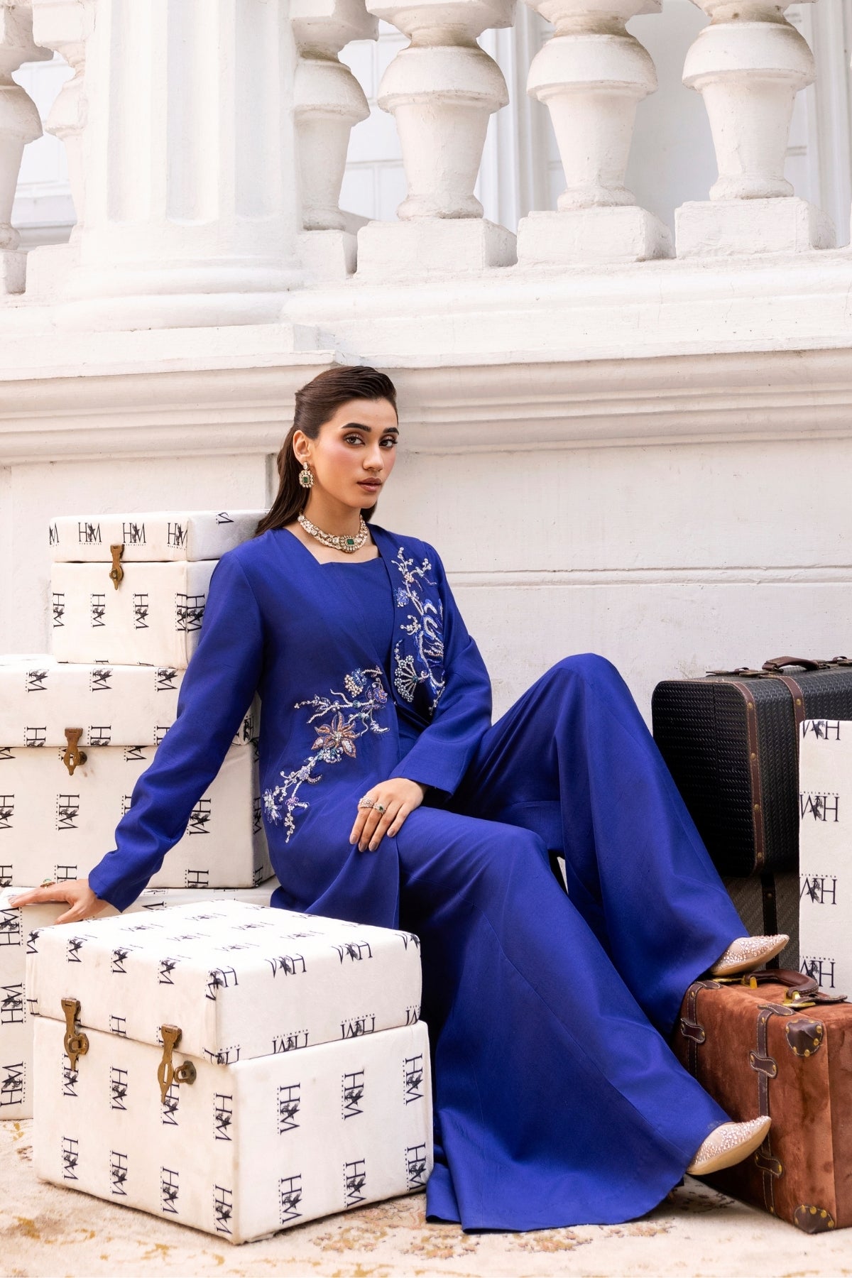 Huma Mistry Official Azurine jewelry piece showcasing intricate design and vibrant blue gemstone details.