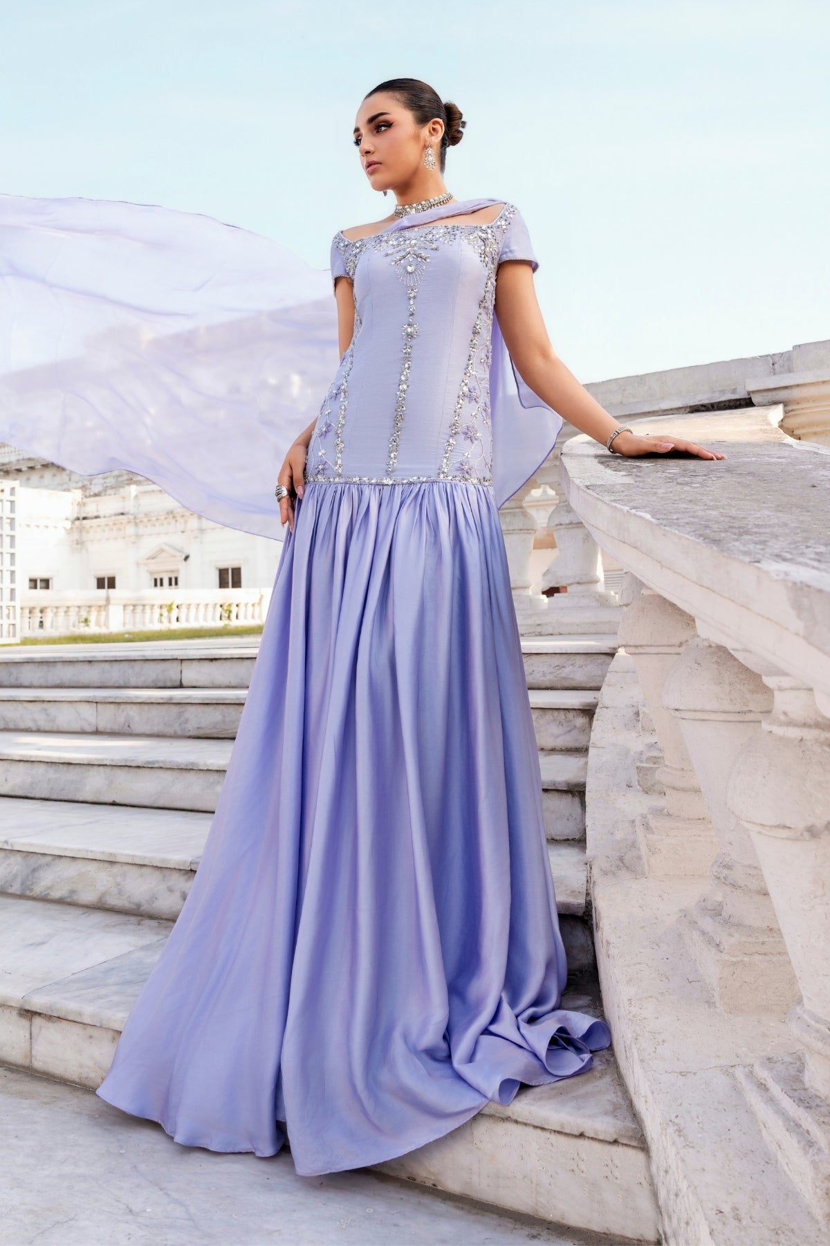Huma Mistry Official Odette dress with elegant fabric and detailed design, showcasing a stylish, sophisticated garment.