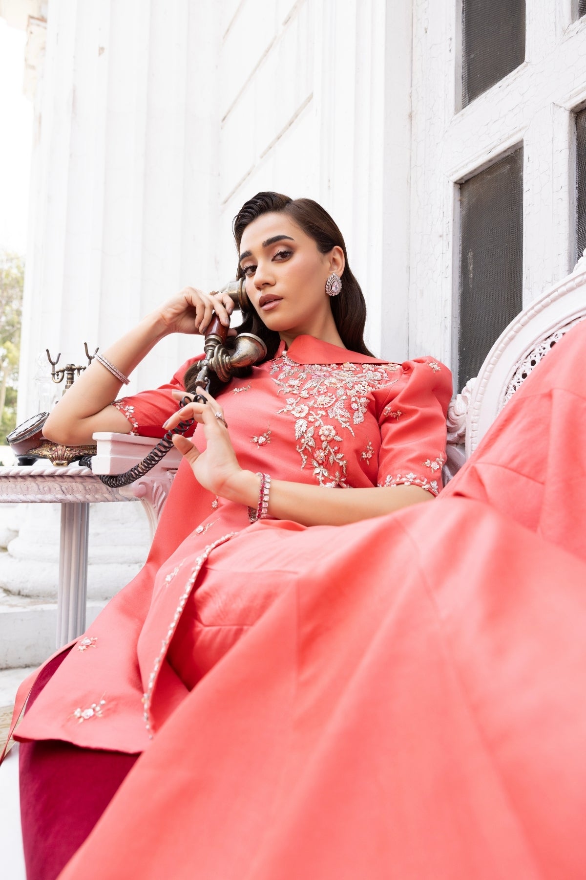 Huma Mistry Official Amora jewelry with intricate silver and gemstone details displayed on a neutral background